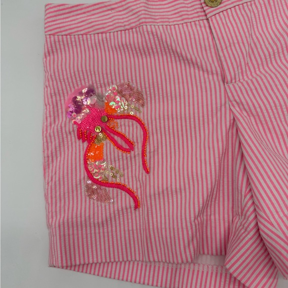 Lilly Pulitzer SZ 6 Callahan Party Women’s Short Pink White Stripe Seers… - Picture 2 of 11